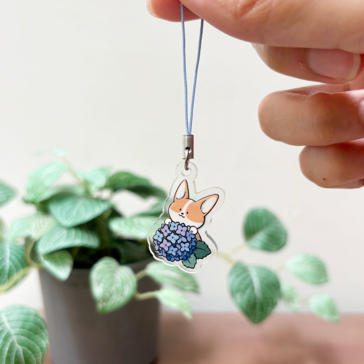 Dog and Flower Mini Acrylic Phone Charms