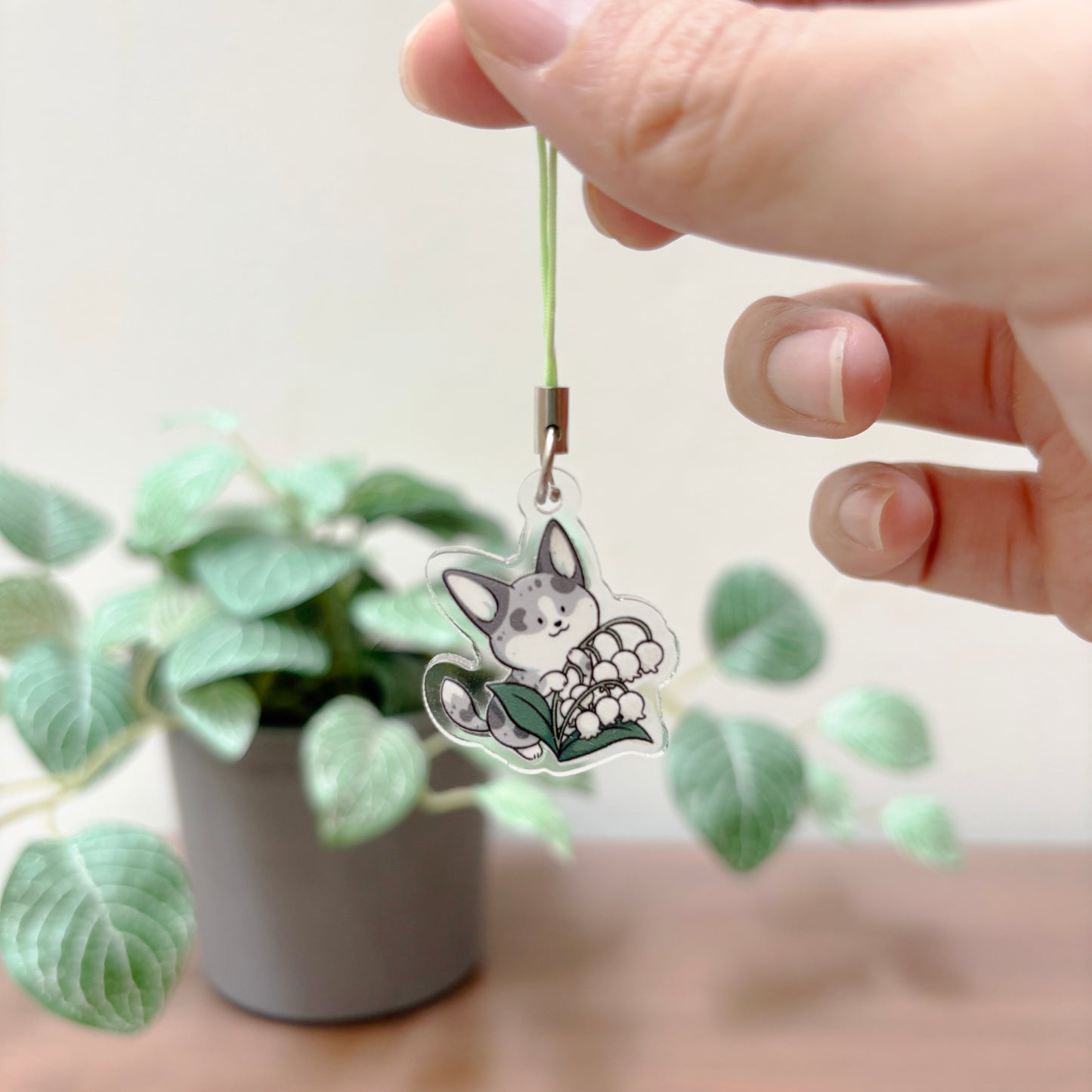Dog and Flower Mini Acrylic Phone Charms