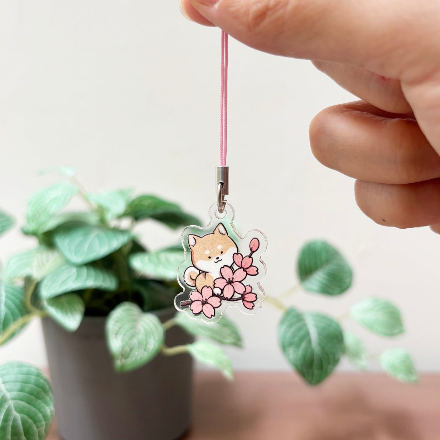 Dog and Flower Mini Acrylic Phone Charms