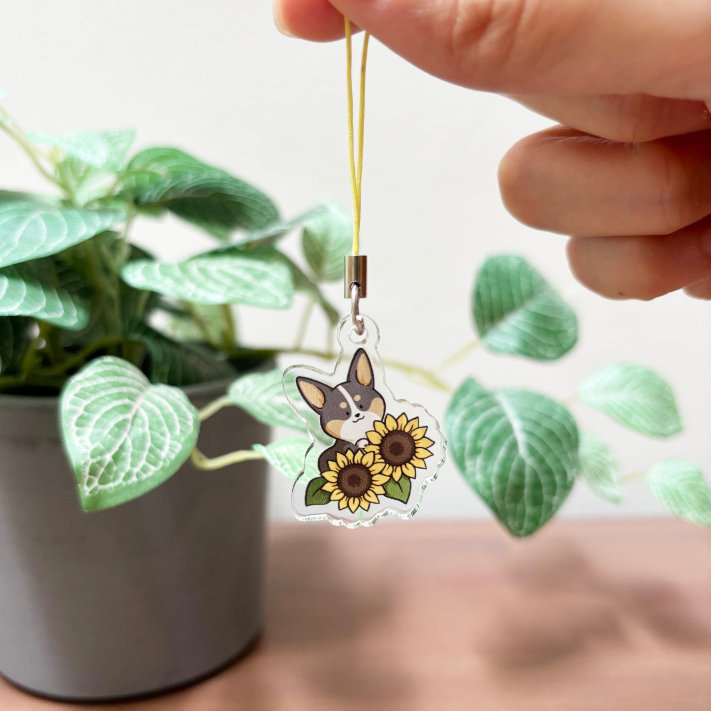 Dog and Flower Mini Acrylic Phone Charms