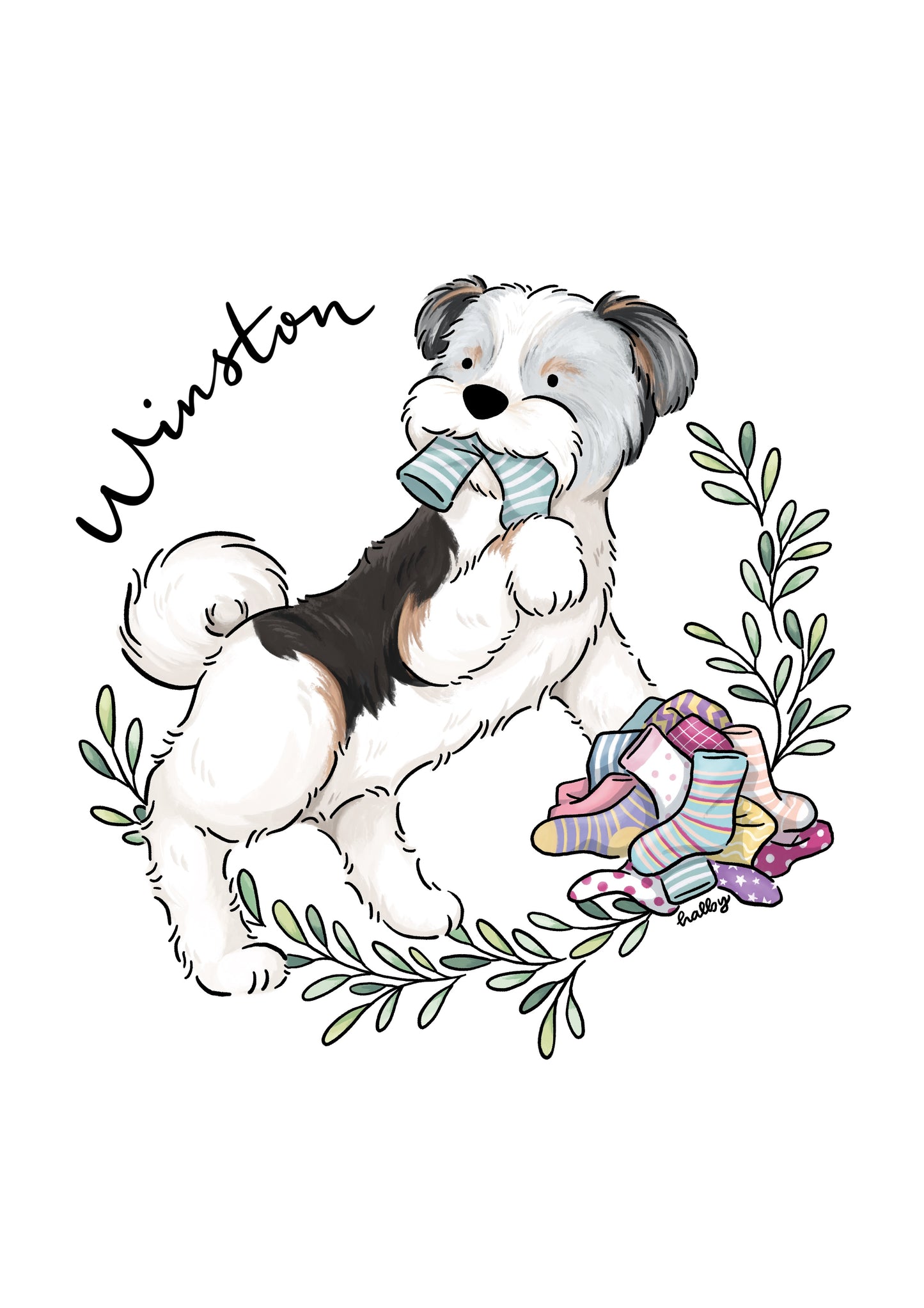 Custom Digital Pet Illustration with Simple Background