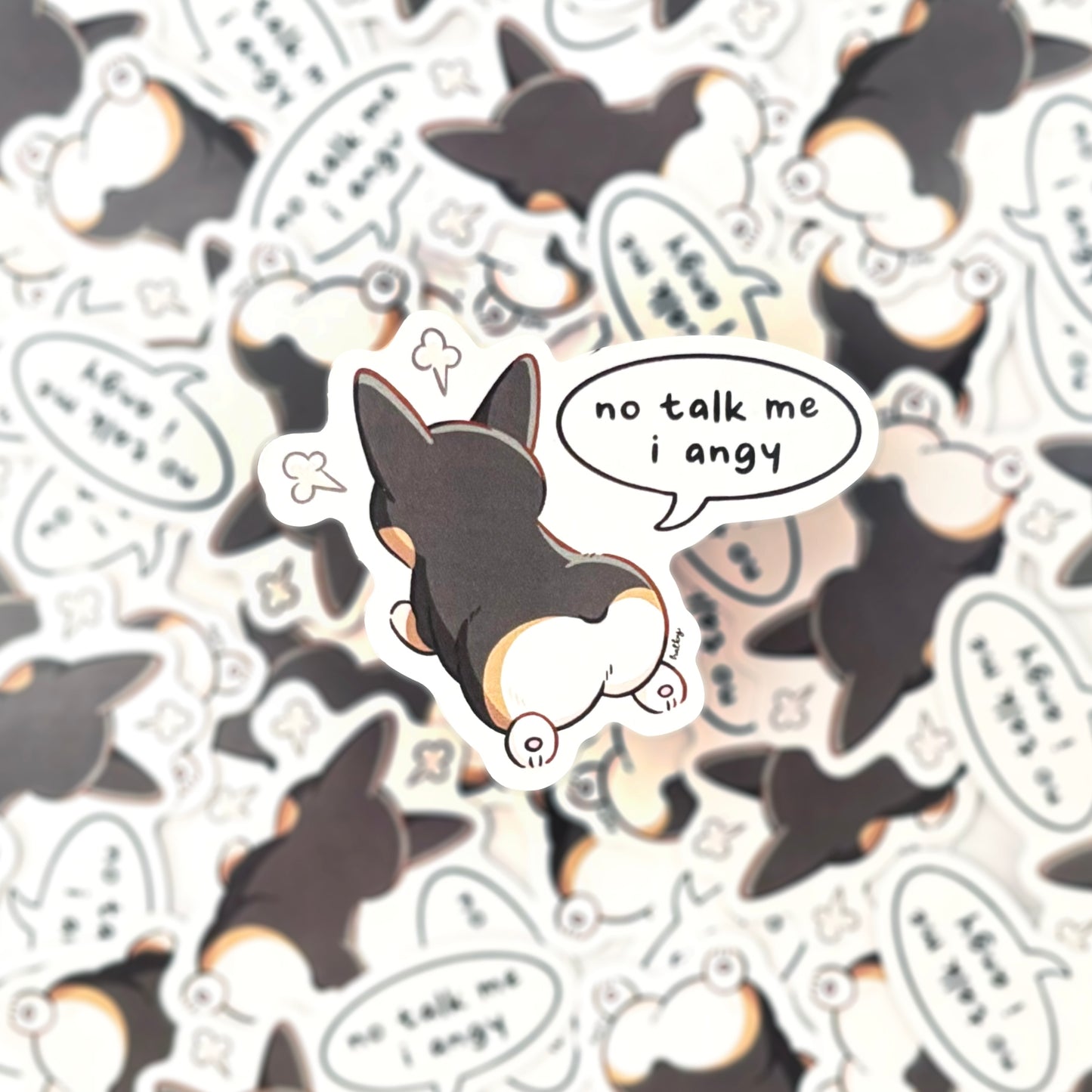 Corgi Memes Vinyl Sticker - 'No talk me I angy'