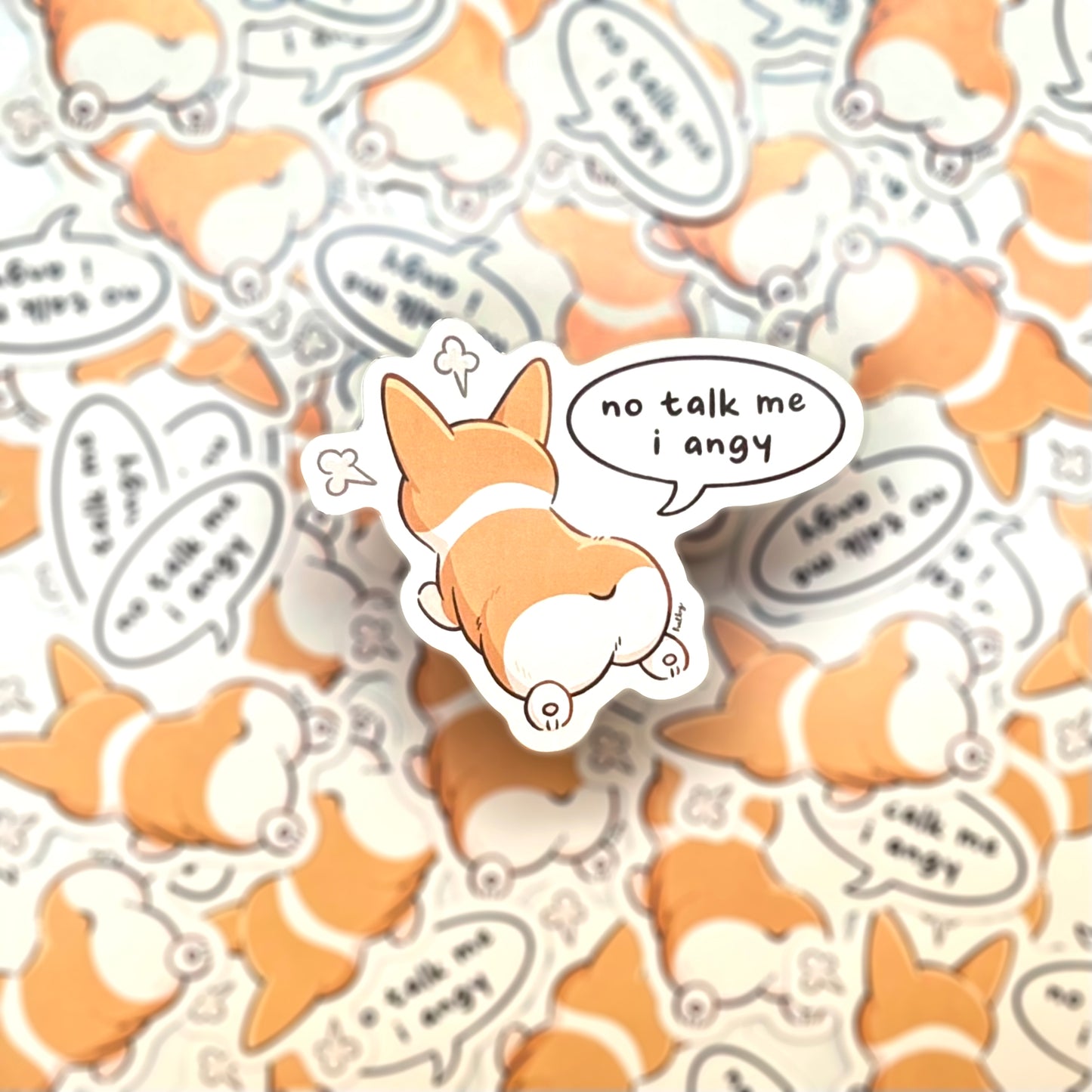 Corgi Memes Vinyl Sticker - 'No talk me I angy'