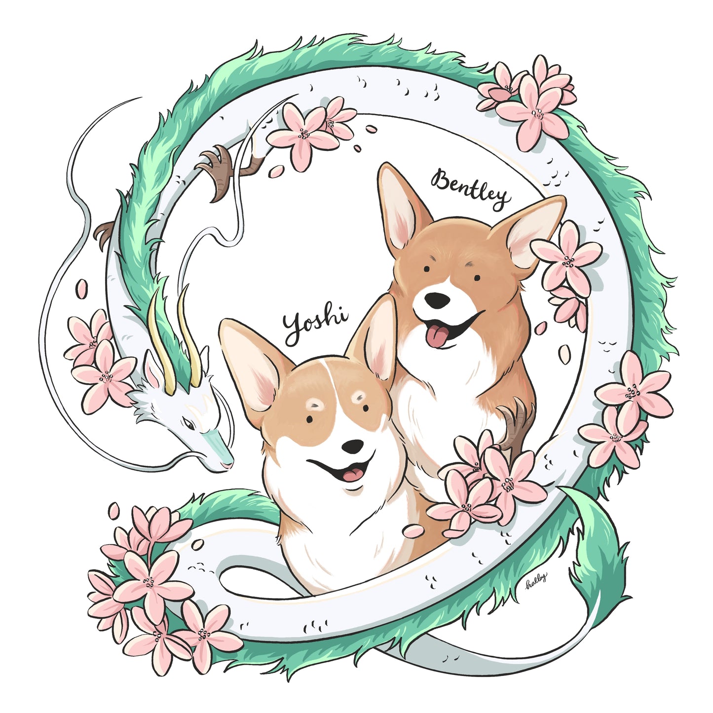 Custom Pet Illustration with Dragon Wreath