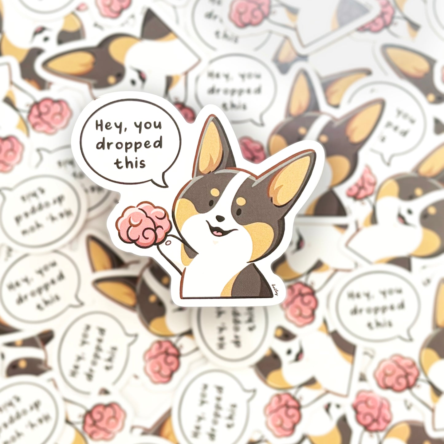 Corgi Memes Vinyl Sticker - 'Hey you dropped this'