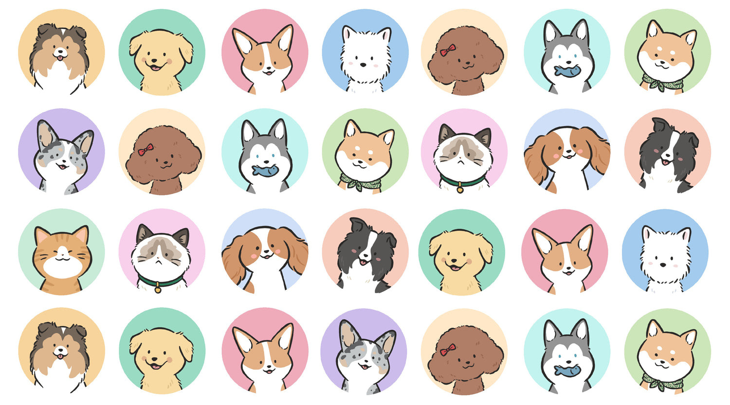 Chibi pet portrait samples