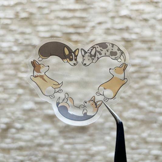 Corgi Heart Sticker - Transparent