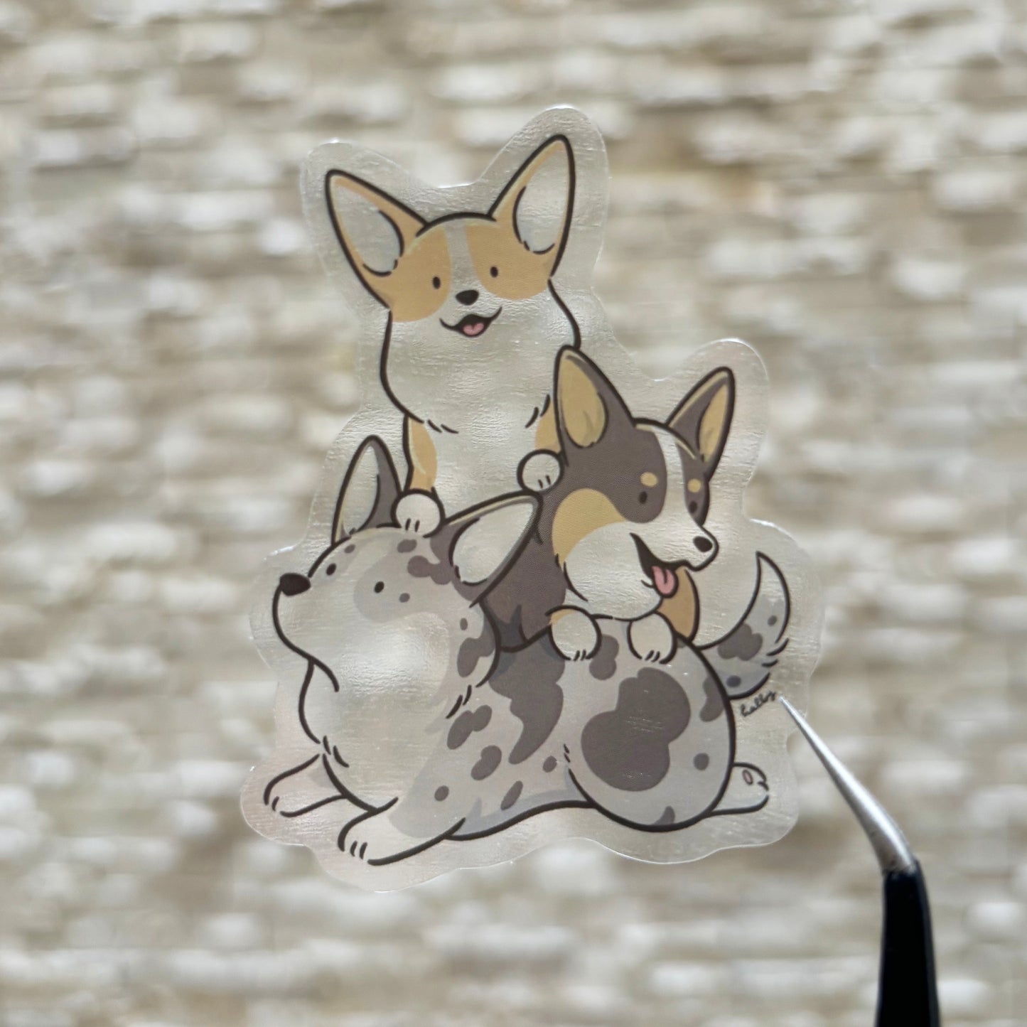 Corgi Pile Sticker - Transparent