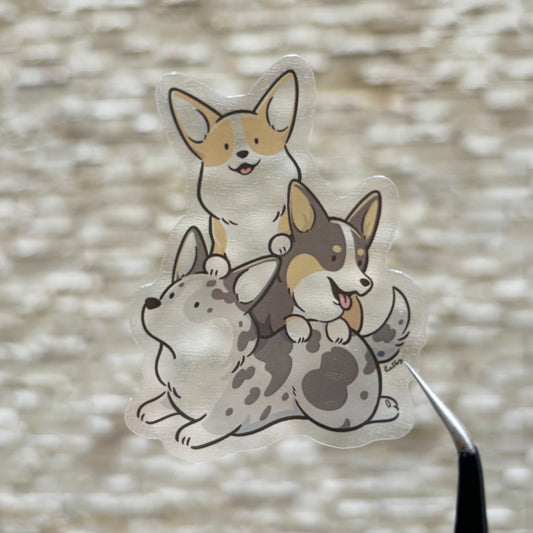 Corgi Pile Sticker - Transparent