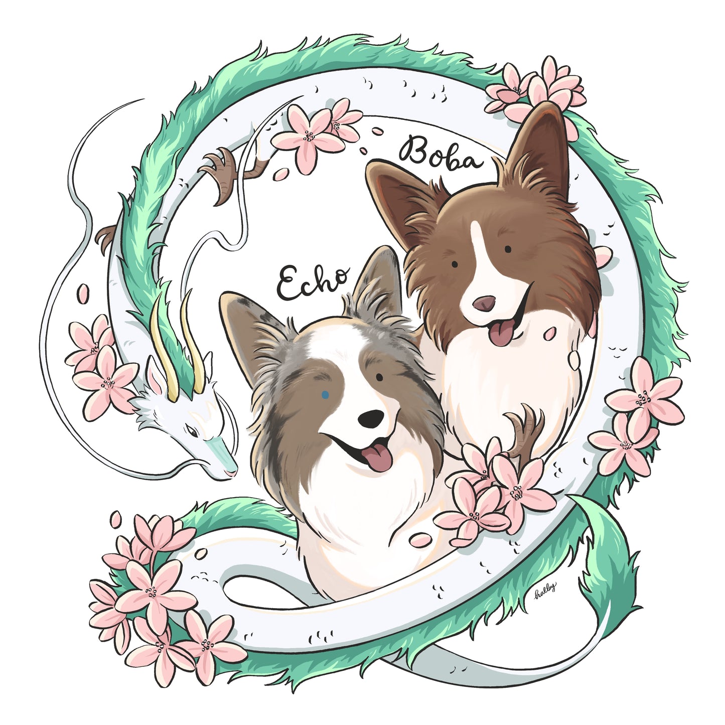 Custom Pet Illustration with Dragon Wreath