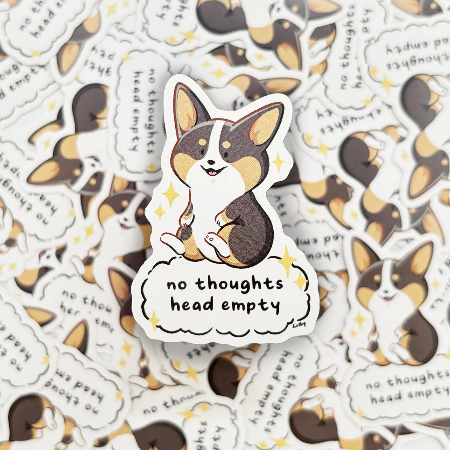 Corgi Memes Vinyl Sticker - 'No thoughts head empty'