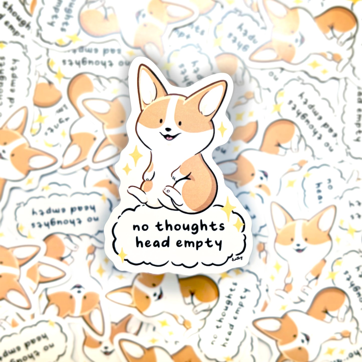 Corgi Memes Vinyl Sticker - 'No thoughts head empty'