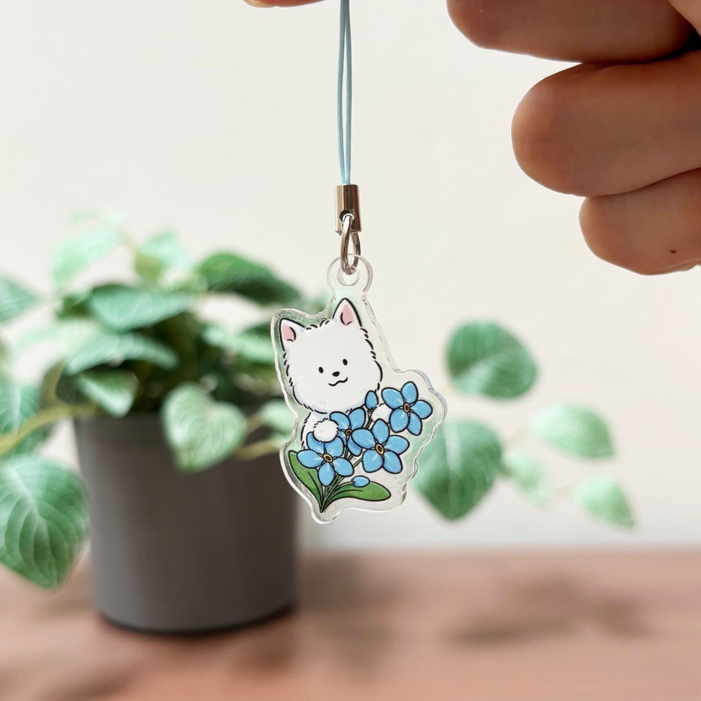 Dog and Flower Mini Acrylic Phone Charms