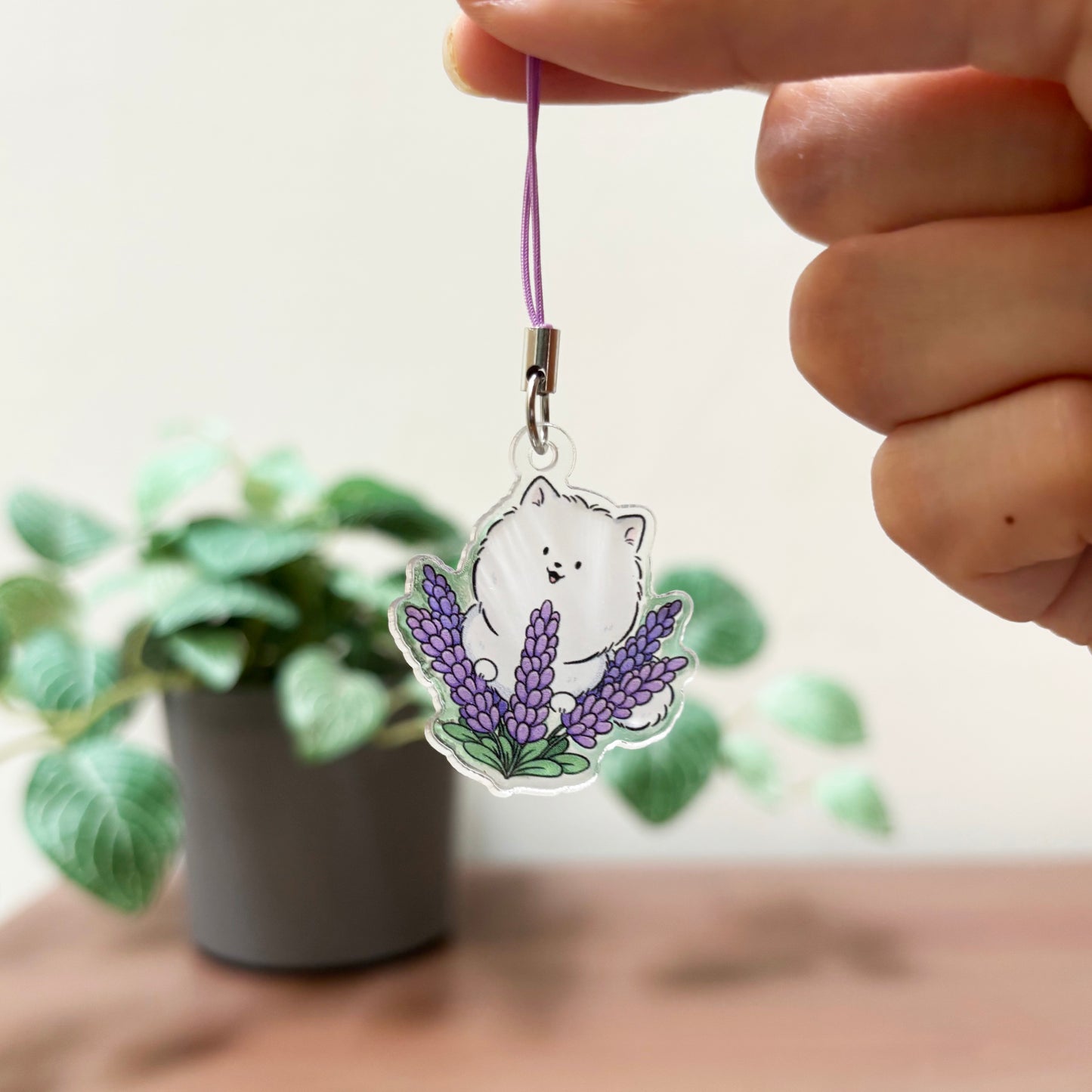 Dog and Flower Mini Acrylic Phone Charms