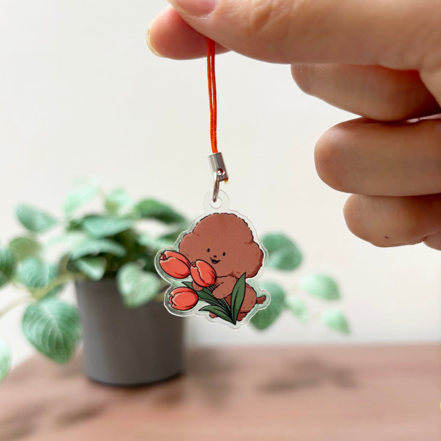 Dog and Flower Mini Acrylic Phone Charms
