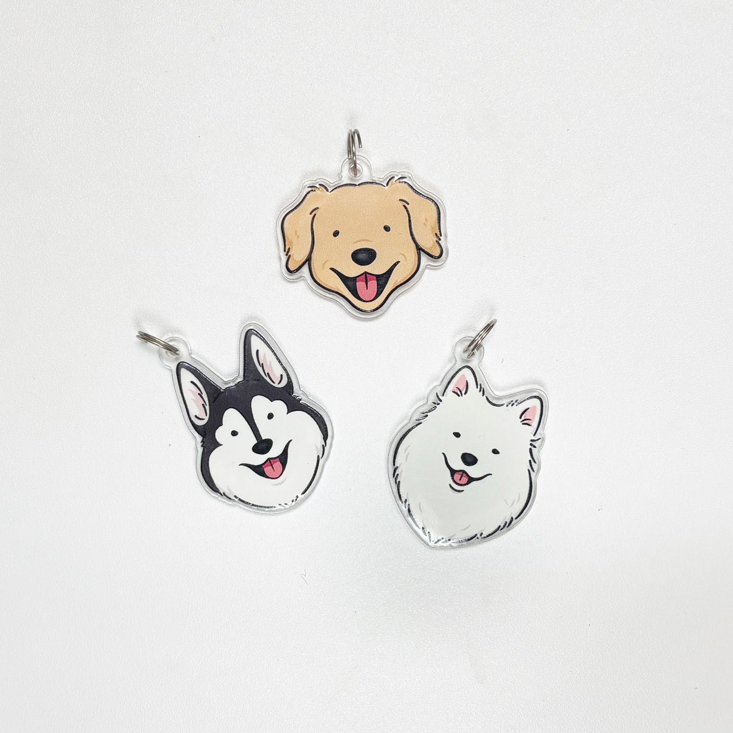 Golden Retriever/Siberian Husky/Samoyed Head Charm/Keyring/Dog Tags