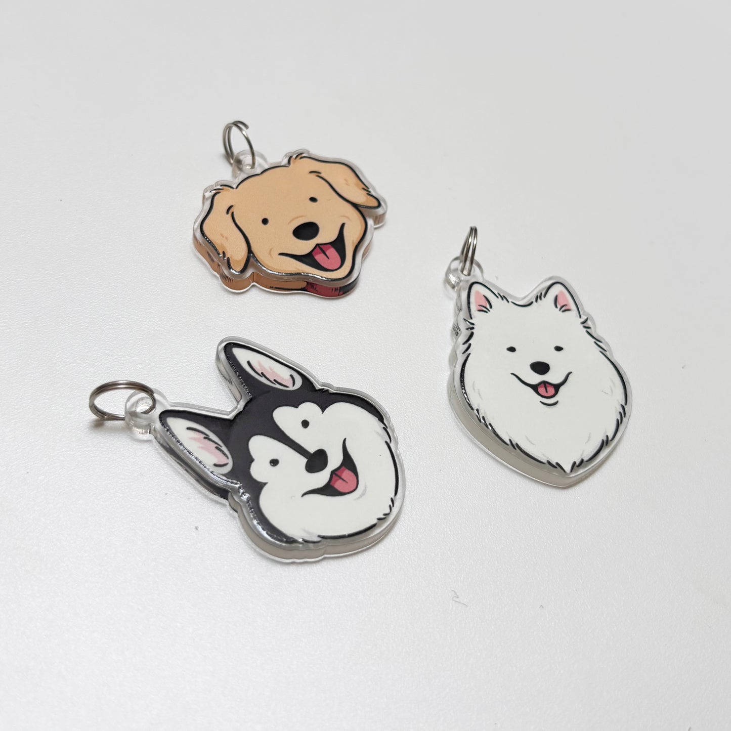 Golden Retriever/Siberian Husky/Samoyed Head Charm/Keyring/Dog Tags