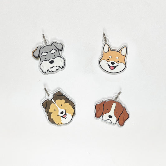 Schnauzer/Shiba Inu/Sheltie/Beagle Head Charm/Keyring/Dog Tags