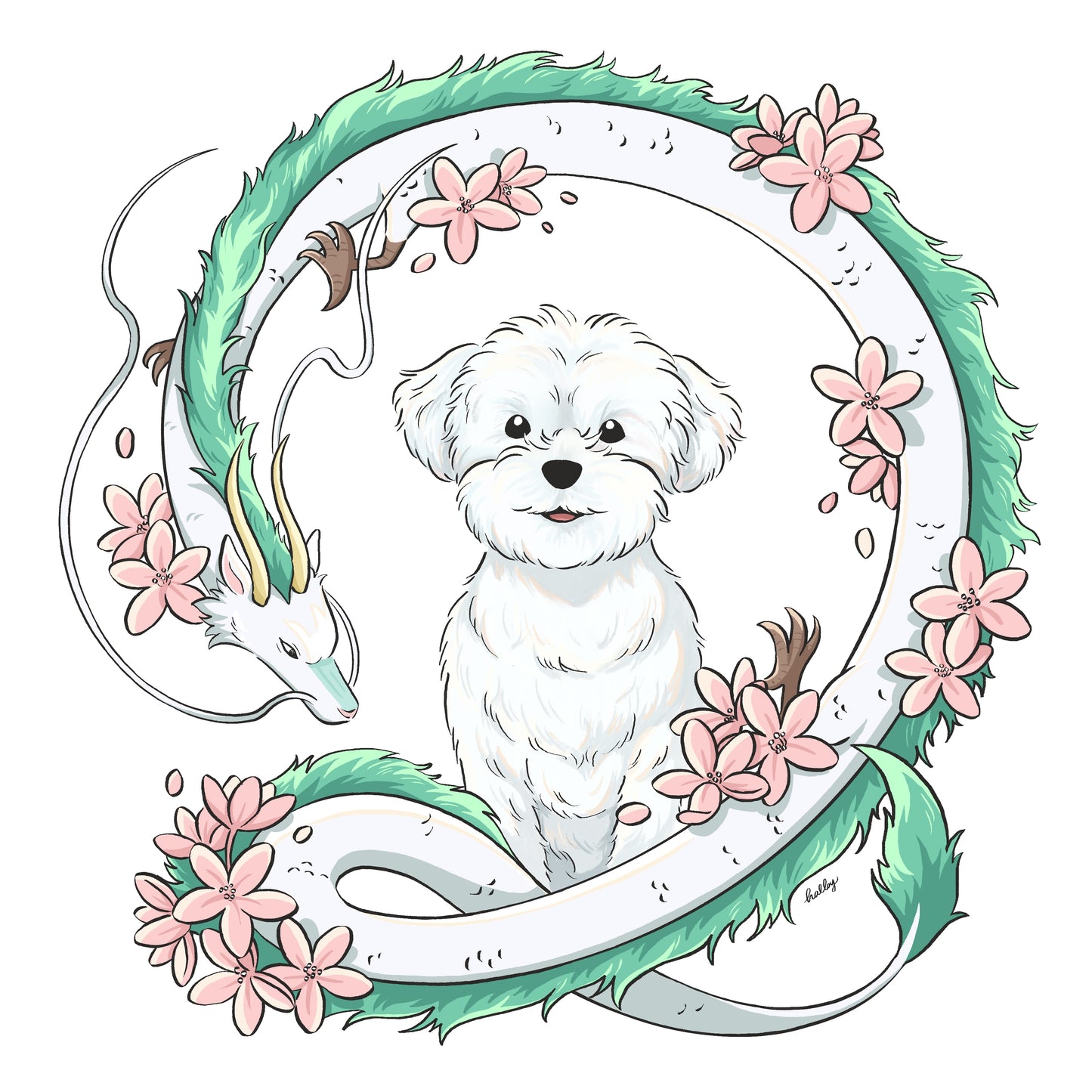 Custom Pet Illustration with Dragon Wreath