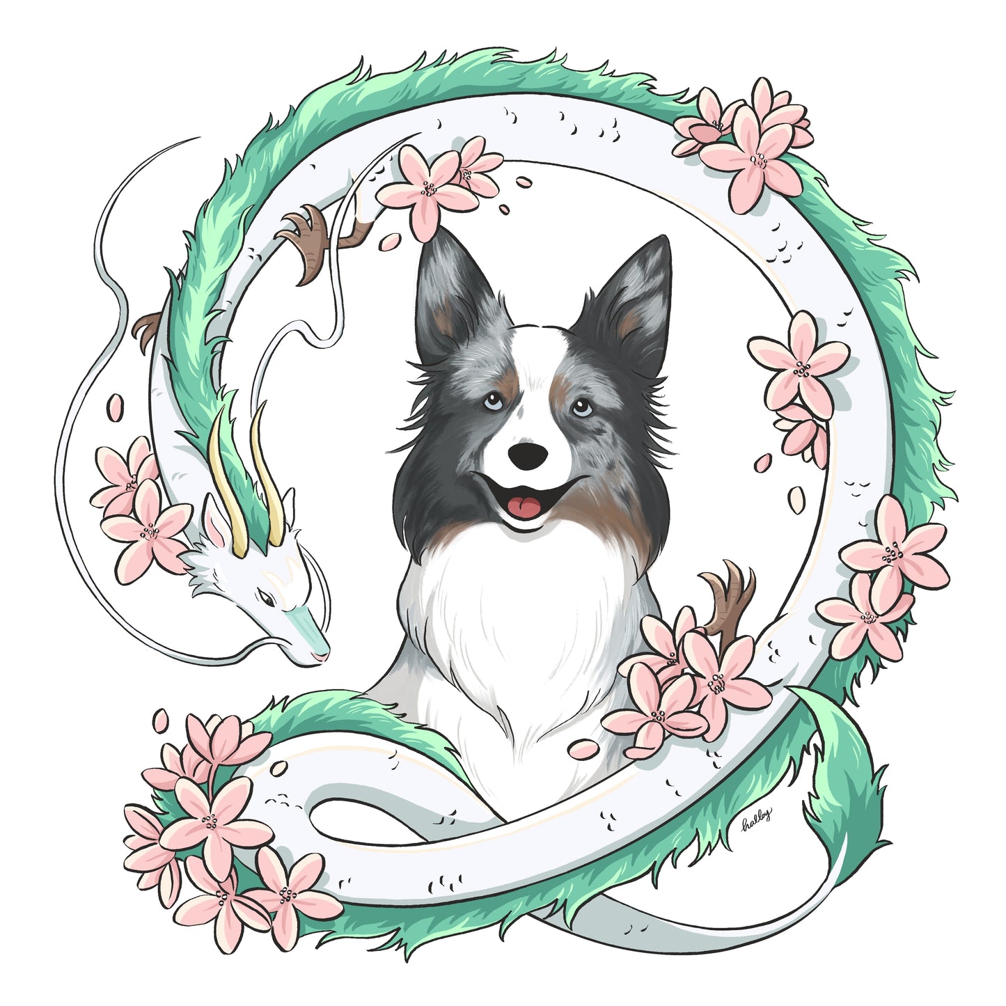 Custom Pet Illustration with Dragon Wreath