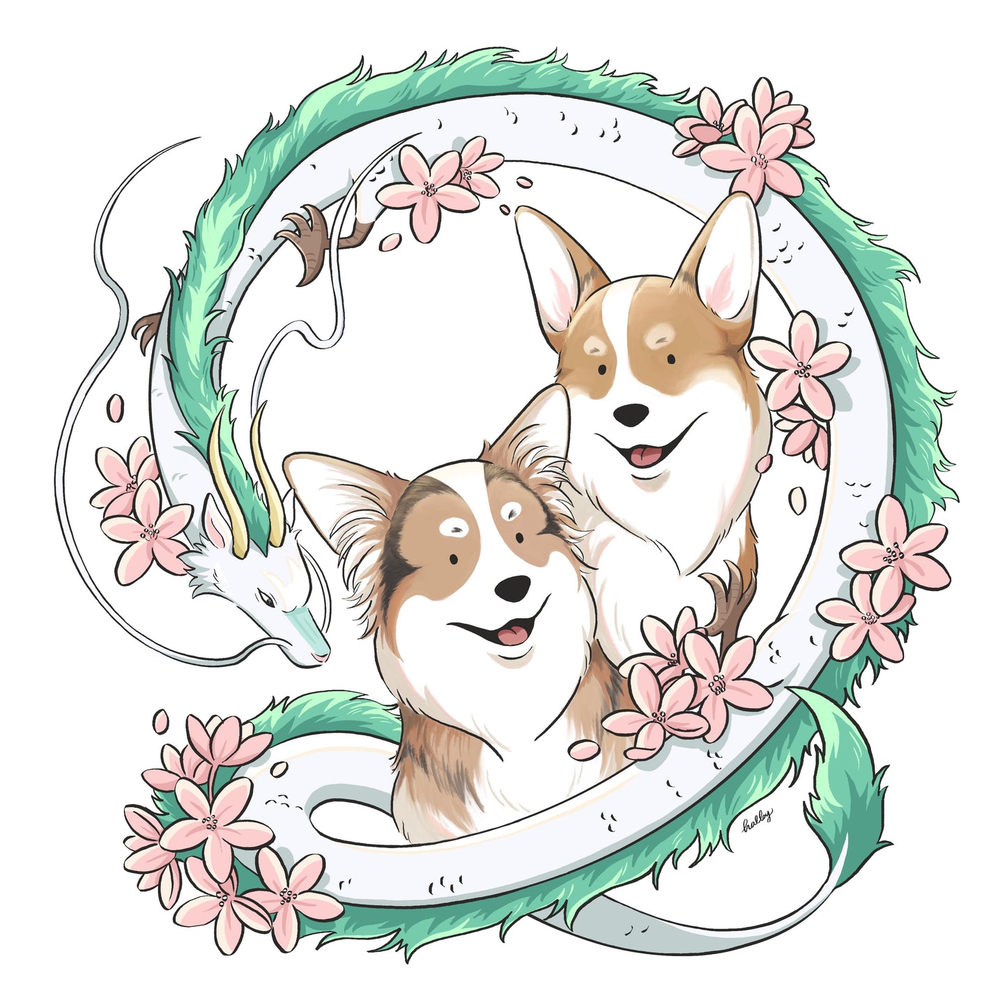 Custom Pet Illustration with Dragon Wreath