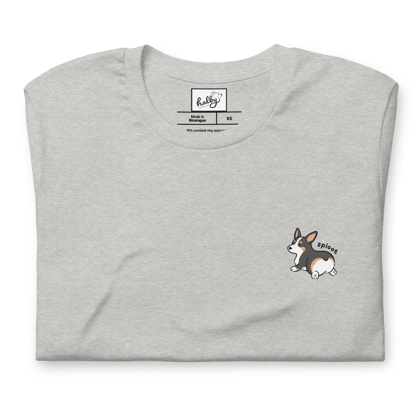 Black Corgi 'Sploot' Cotton T-shirt