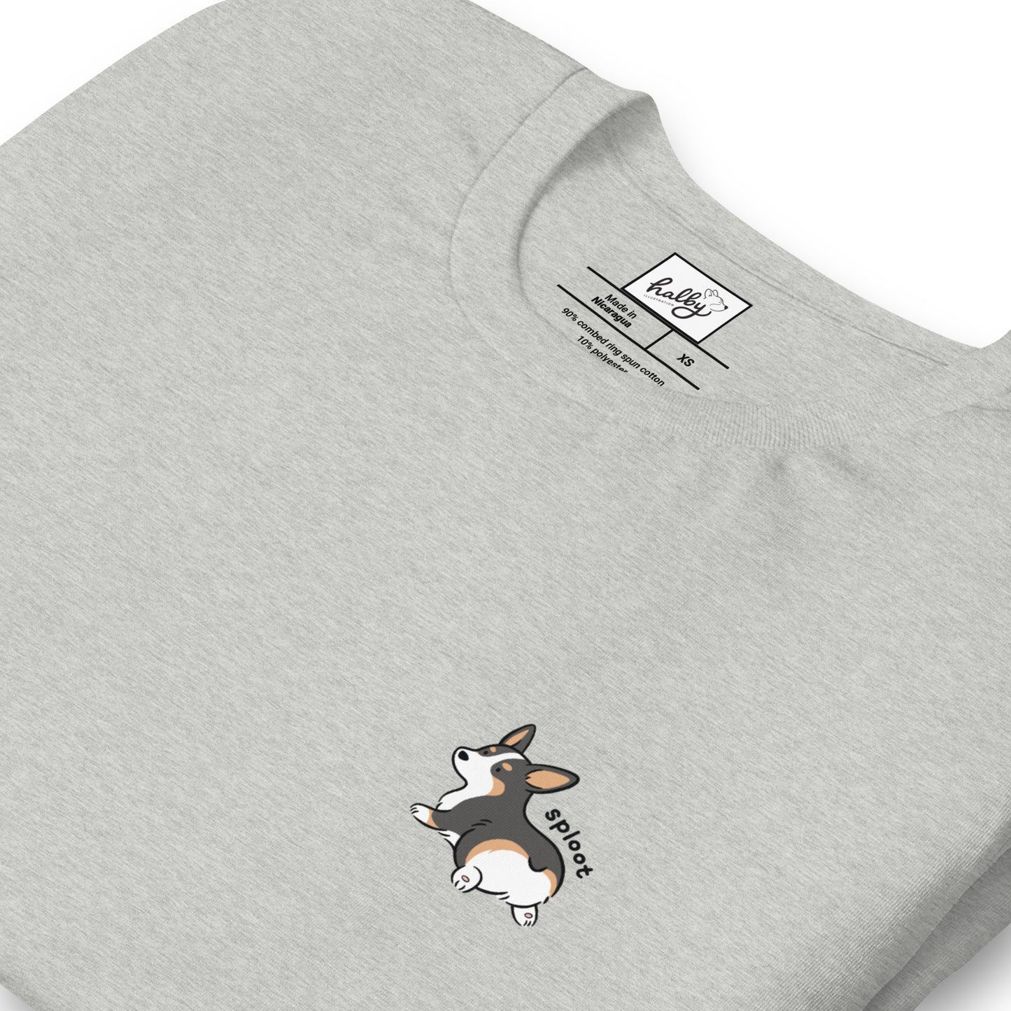 Black Corgi 'Sploot' Cotton T-shirt