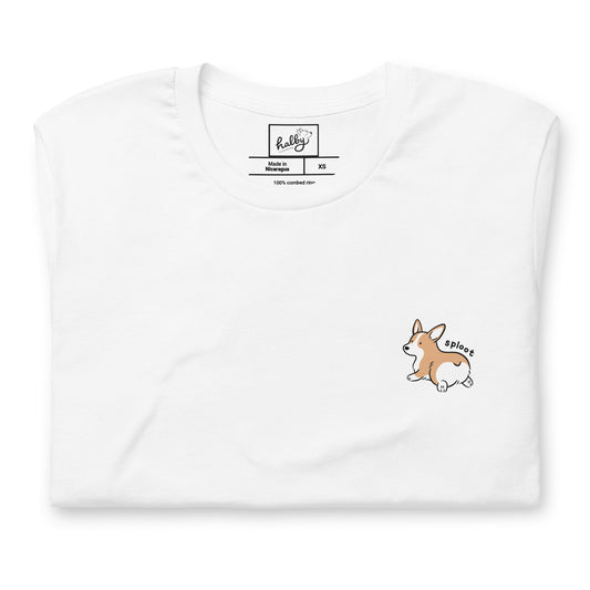 Red Corgi 'Sploot' Cotton T-shirt